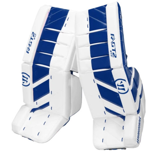 Warrior Ritual GT2 Intermediate Goalie Pads (w/ Knee Pads) -Best Hockey Store warrior ritual gt2 intermediate goalie pads white blue