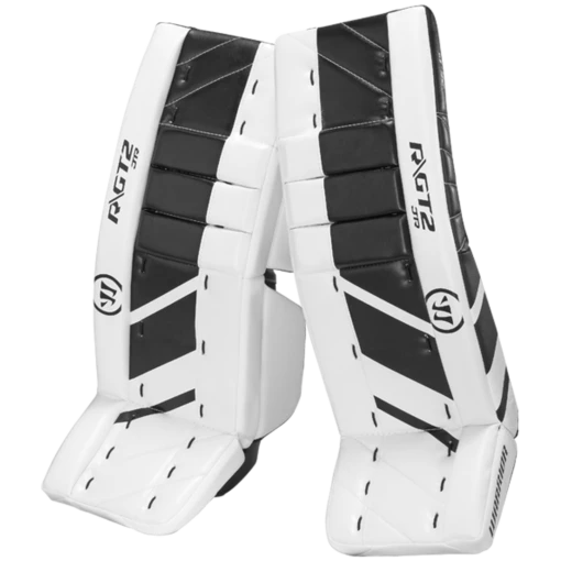 Warrior Ritual GT2 Junior Goalie Pads (w/ Knee Pads) -Best Hockey Store warrior ritual gt2 junior goalie pads white black