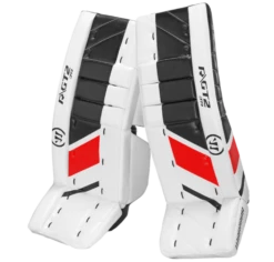 Warrior Ritual GT2 Junior Goalie Pads (w/ Knee Pads) -Best Hockey Store warrior ritual gt2 junior goalie pads white black red